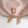 1 Pair Golden Color Long Leaf Drop Earrings for Women Zircon Elegant Wedding Jewelry Trendy Dangle Earrings