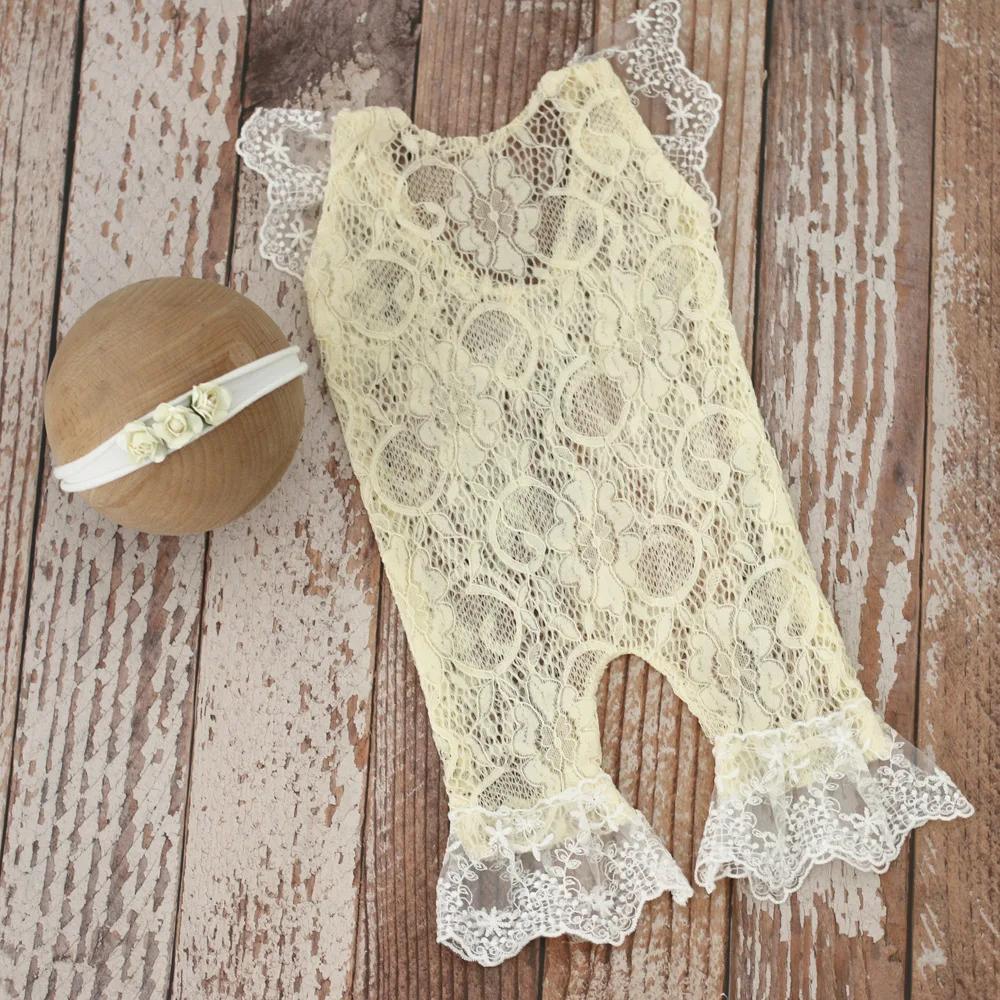 

1 Set Off White Lace Bell Onesie Headband Country Cartoon baby Garment Infant Studio Portrait Shooting Photography Basic Outfit покинуть белый