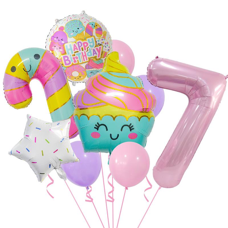Cute Ice Cream Candy Series Balloon Set Children'S Birthday Party Birthday Photo Props Crutches Aluminum Mold