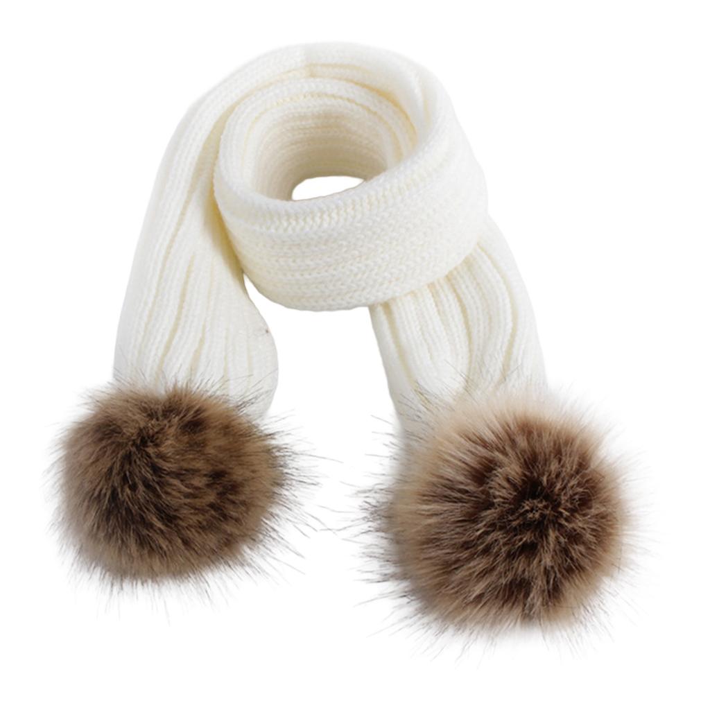 Baby Hat And Scarf Set With Faux Raccoon Fur Balls Winter Warm Knitted For 6-36 Months Infant Toddler Accessories