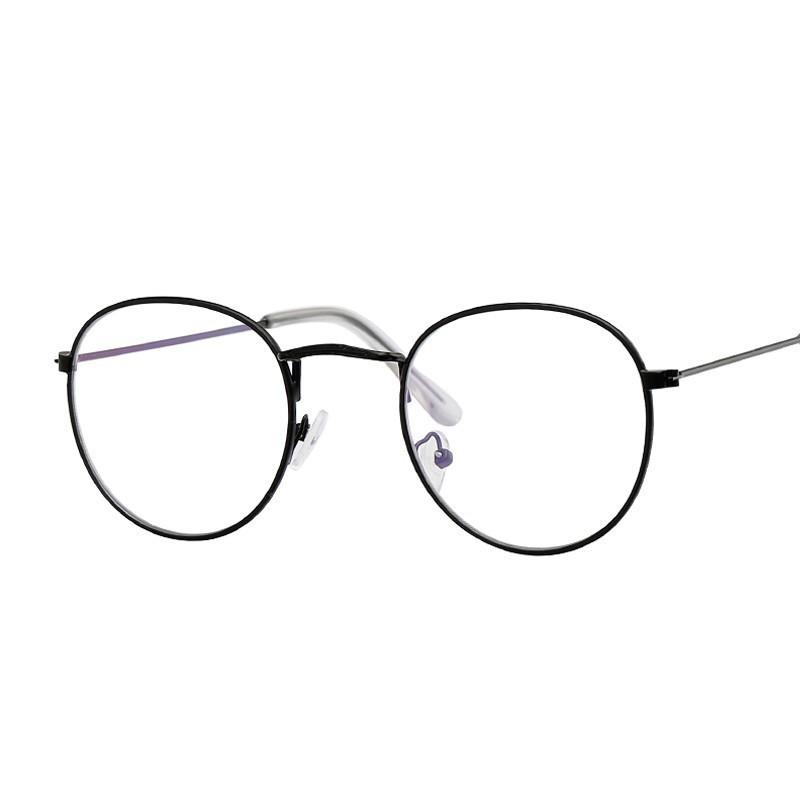 Round Glasses Frame Man Anti Blue Light Glasses Woman Fake Glasses Gold Optical Oval Eyeglasses Frame Transparent Lens