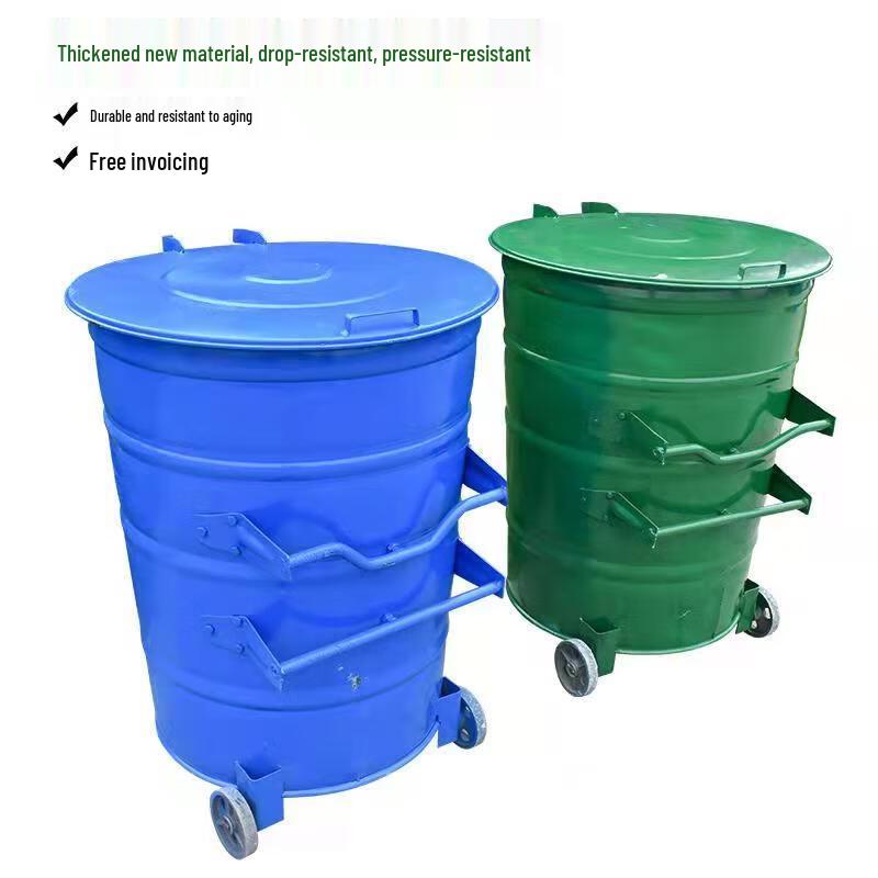 Heavy-Duty Outdoor Round Iron Trash Can 360L