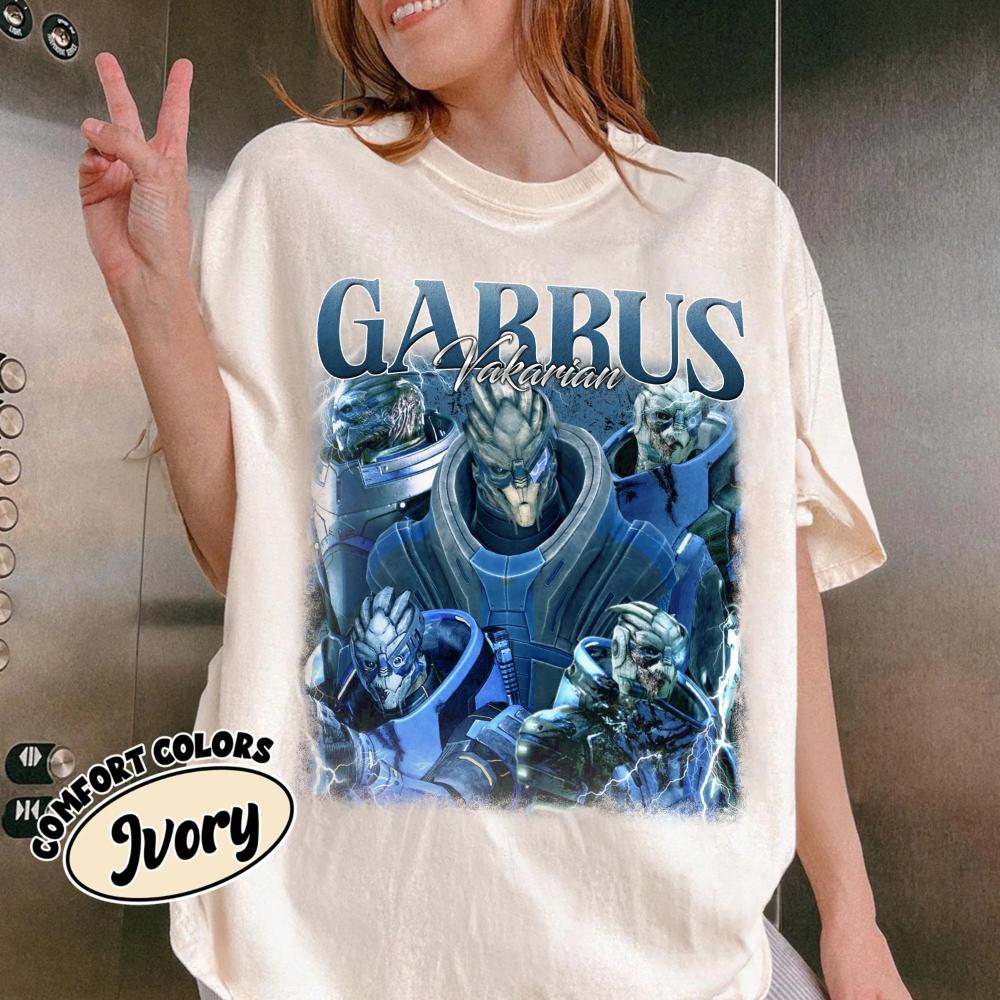 Vintage Garrus Vakarian Graphic TShirt Vintage Style TShirt Tee Shirt Short Sleeve Unisex Unisex Women AllSeason Black TShirt S