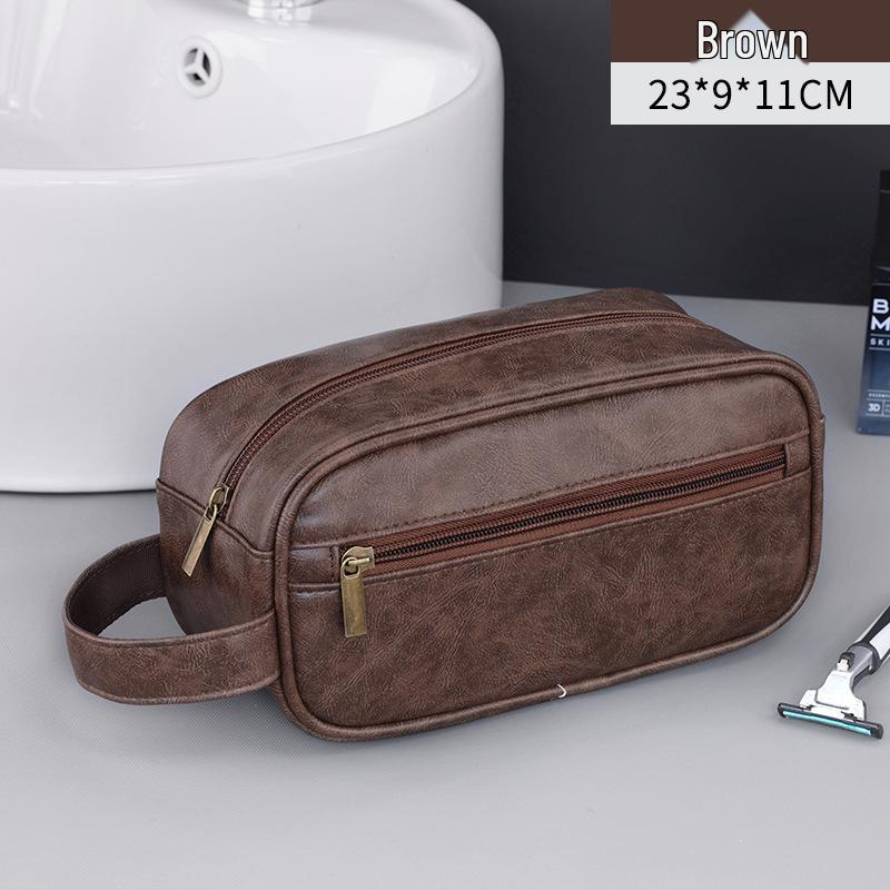 Men's PU Travel Toiletry Bag - Large Capacity, Portable, High-End Feel