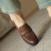 Fashion Retro Mid Heels Women Pumps Genuine Leather High Quality Shoes Woman 2025 Spring Summer Concise Casual Working Pumps Loafers