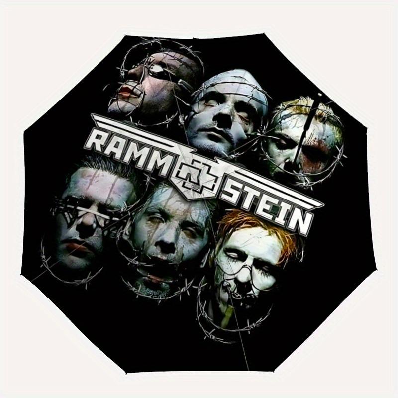 1pc Rammstein Automatic Folding Umbrella - Portable 3-Fold Design, 8-Bone Iron Frame Outdoor Umbrella, Ideal Gift for Fans, Travelers, Daily Use,