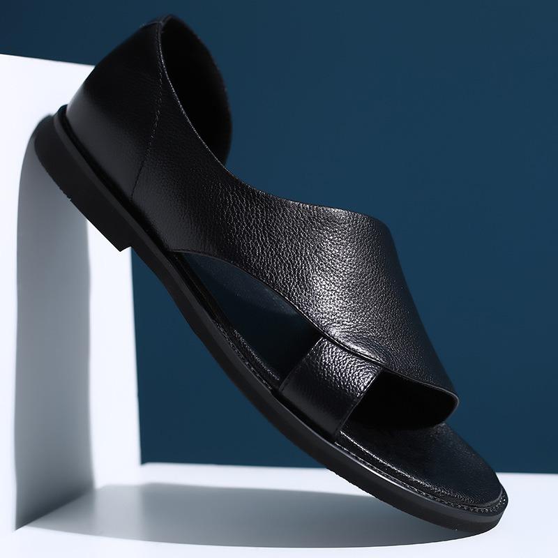 Fashion Men Sandals High Quality Cowhide Leather Sandals Fashion Outdoor Casual Summer Roman Shoes for Men Business Sandalias Big Size48