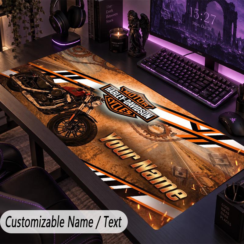 Large Mouse PadHarley-Davidson Custom Name Text Personalized Desk Mat Non Slip Gaming Pad