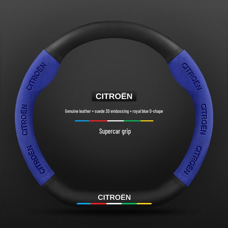 Universal Non-Slip Suede Steering Wheel Cover for Citroen: All-Season, Breathable Design for Men and Women