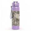 1PC Faded building monochrome sketch print 750ml colorful plastic sports water bottle leakproof pop up lid with straw for outdoor work home use
