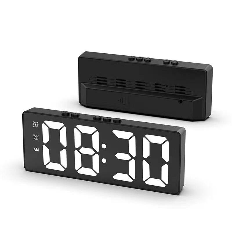 HD Ayna LED Dijital Çalar Saat Ses Kontrolü Erteleme Fonksiyonu Çift Alarm Masası Saati Çift Alarm Saati Gece Modu Parlaklık