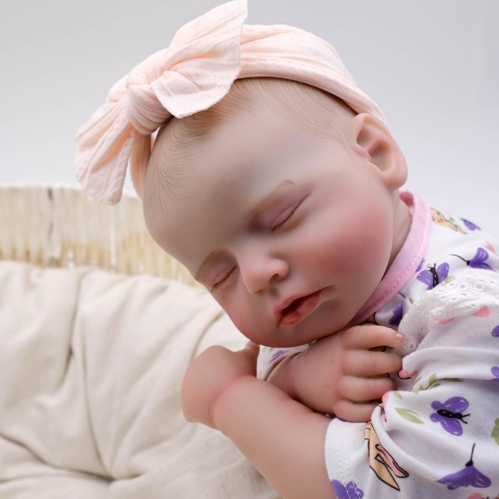 Lifelike 49cm Simulation Baby Rebirth Doll Open Mouth Soft Cloth Body Reborn Babies Doll Realistic 3D Painted Skin Newborn Dolls for Kids Holiday Gift