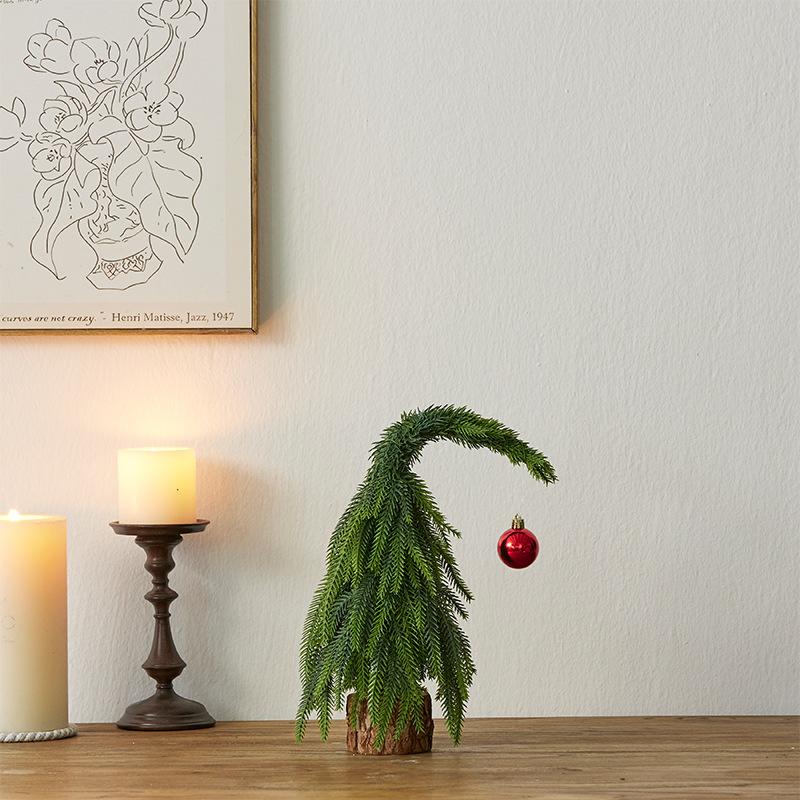 1PC Crooked Neck Christmas Tree 30cm Yenobesong Home Small Desktop Ornaments Small Gift Christmas Decorations