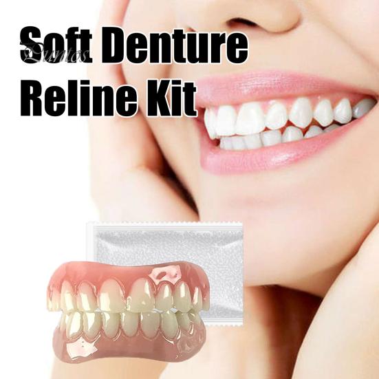 1 Set Cosmetic Denture Veneer Men Women Upper Lower Fake Teeth Temporary Tooth Stain Coverage Natural Shade Confident Smile False Teeth Kit
