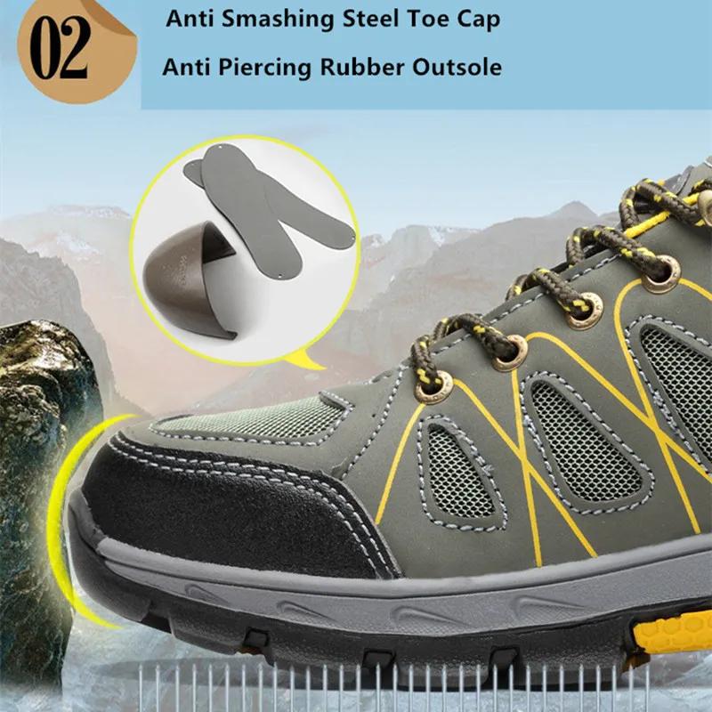 summer breathable safety shoes industrial boots for women anti-slip work shoes with a steel toe anti puncture safety sneakers