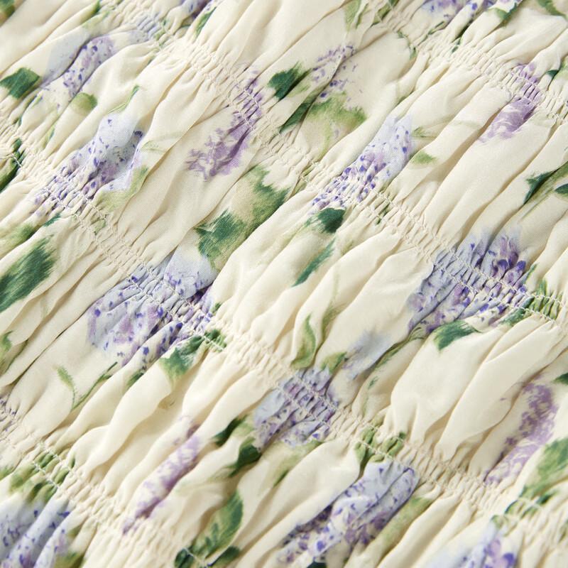 PEACEBIRD Women's Floral Puff Sleeve Square Neck Dress