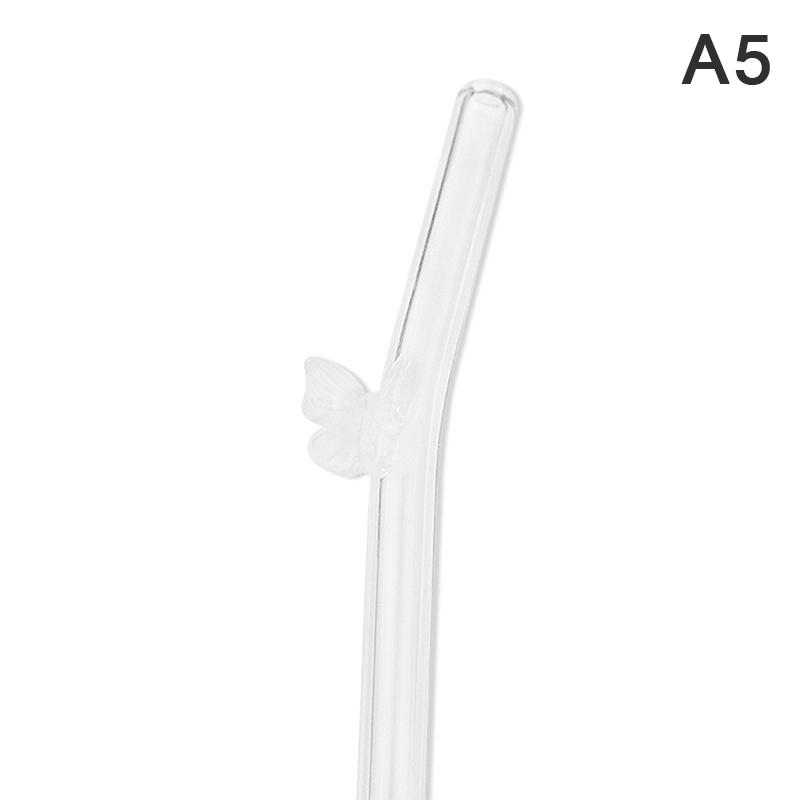 Reusable Glass Straws With Butterfly Eco Friendly Drinking Straws With Clean Brush For Smoothies Cocktails Bar Accessory