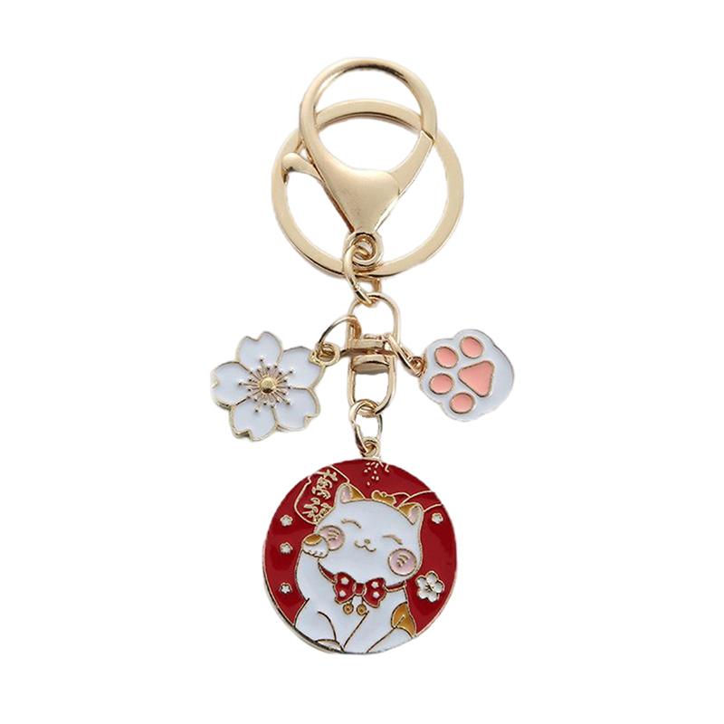 Cute Fortune Cat Keychain Maneki Neko Cat Pet Paw Sakura Original Keyring