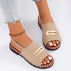 Flat-bottomed Women's Elastic Band Metal-decorated Large-sized Sandals