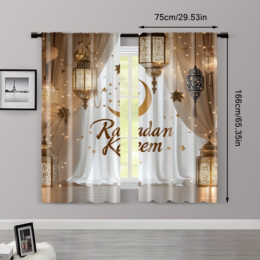 2pcs   Popular Curtain Panels Ramadan Moon Polyester Woven Polyester Woven (without rod) All Seasons Ldeal for Home & Office