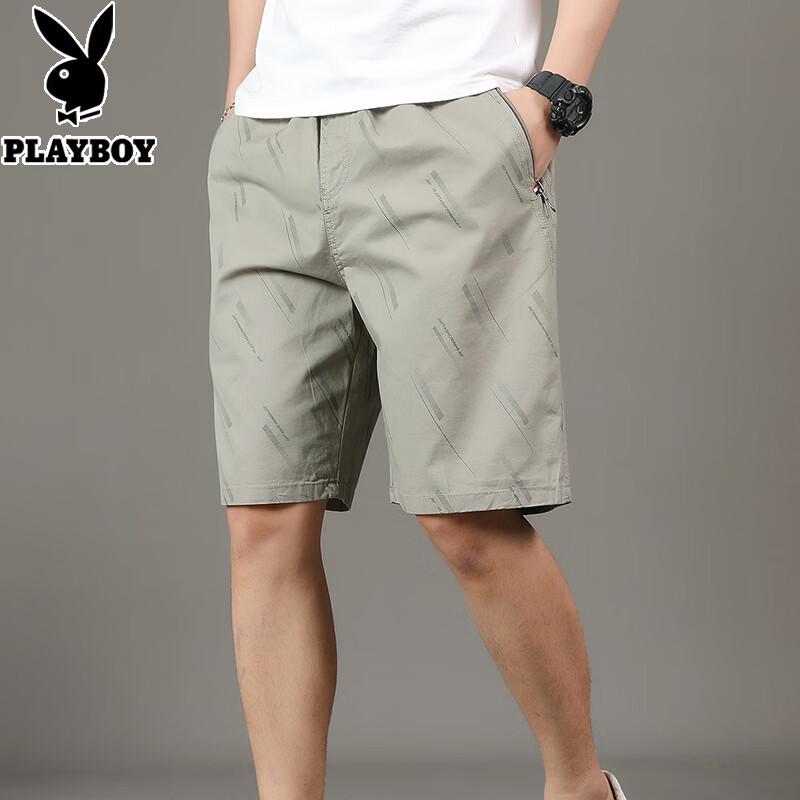 PLAYBOY Men s Summer Zipper Pocket Cotton Beach Shorts XL