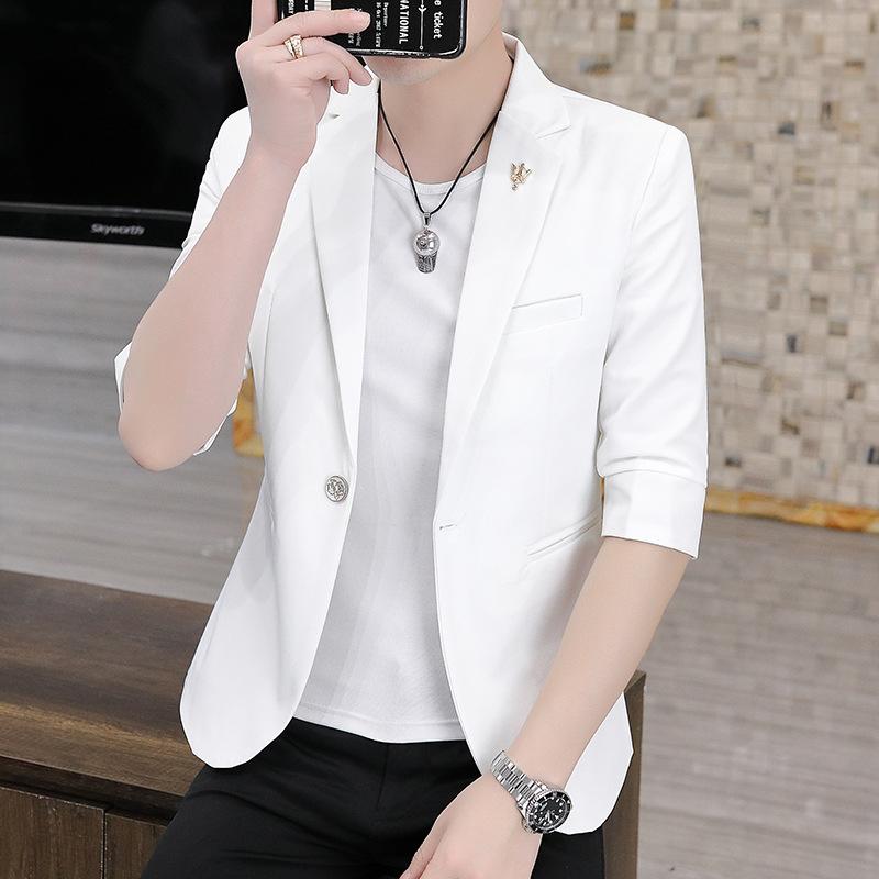 

Men s Casual Lightweight Pink Half Sleeve Notched Lapel Blazer M білий