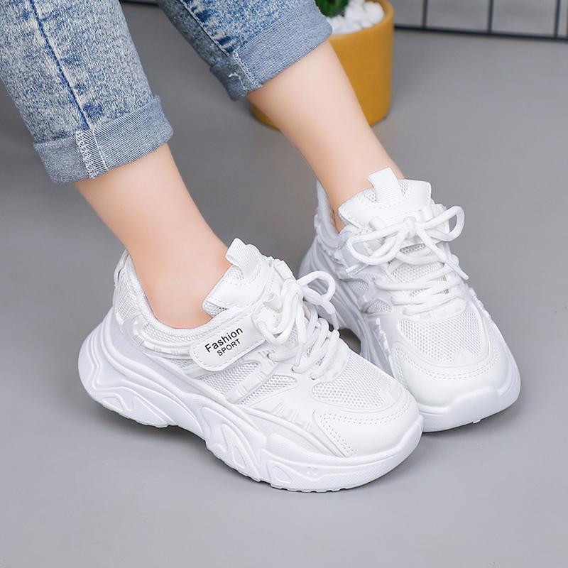 Spring New Fashionable kids shoes Comfortable Cute Casual Girls White Shoes Running Mesh Wear-Resistant Breathable Child Shoes