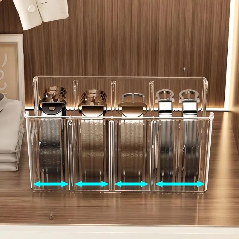 Belt Storage Artifact Home Wardrobe Men's and Women's Belt Display Stand Acrylic Transparent Grid Belt Storage Box