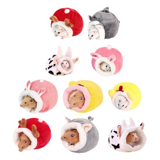 Hamster Cave Bed Cute Animal Design Pets Mini House Cozy Winter Sleeping Nest Warm