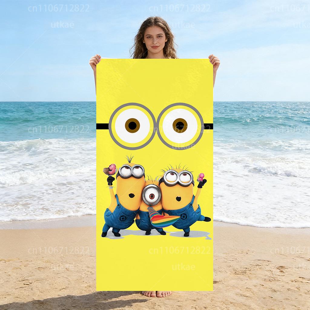 

Minions Cartoon Microfiber Beach Towel Quick Dry Absorbent Towel for Pool Beach Surfing Camping Yoga W40*H60(CM)