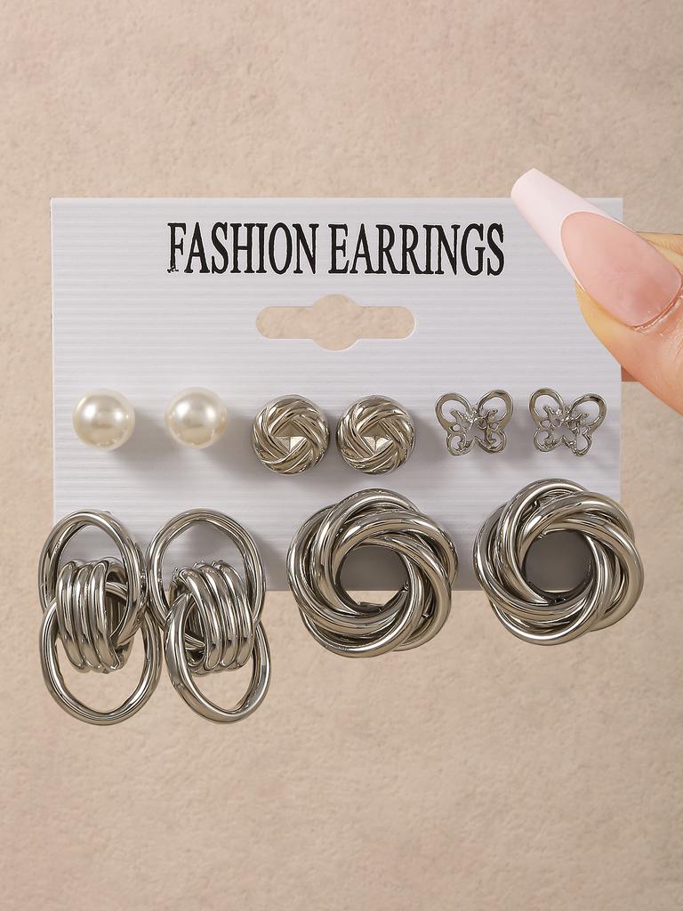 Hot Sale Vintage Gold Geometric Women's Earrings Set Pearl Earrings Earrings Set