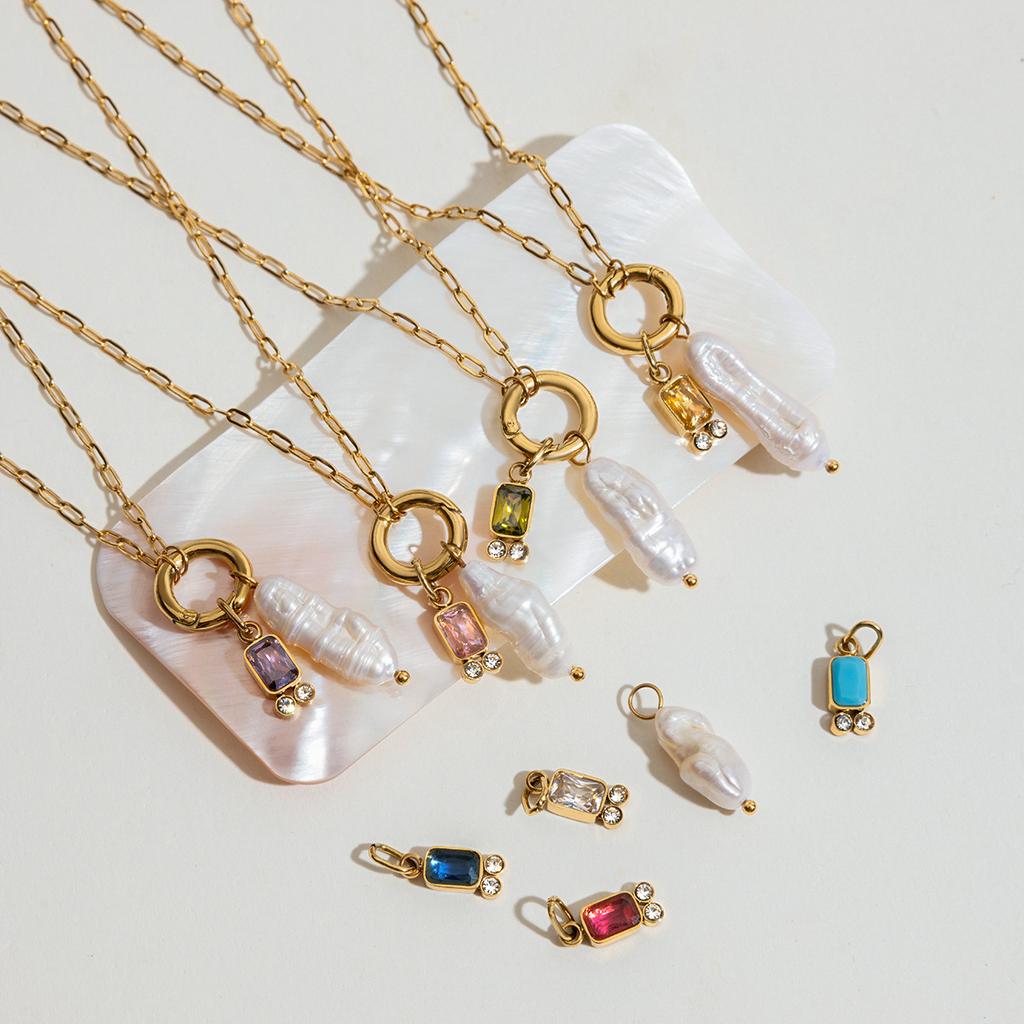 Twelfth Birthstone Pearl Necklace Necklace Stainless Steel Clavicle Chain Accessories