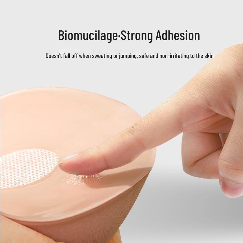 Hand-Brushed Adhesive Breast Pasties for Enhanced Look with Transparent Straps, Gathering Effect, and Invisible Bra Cups for Small/Flat Chests