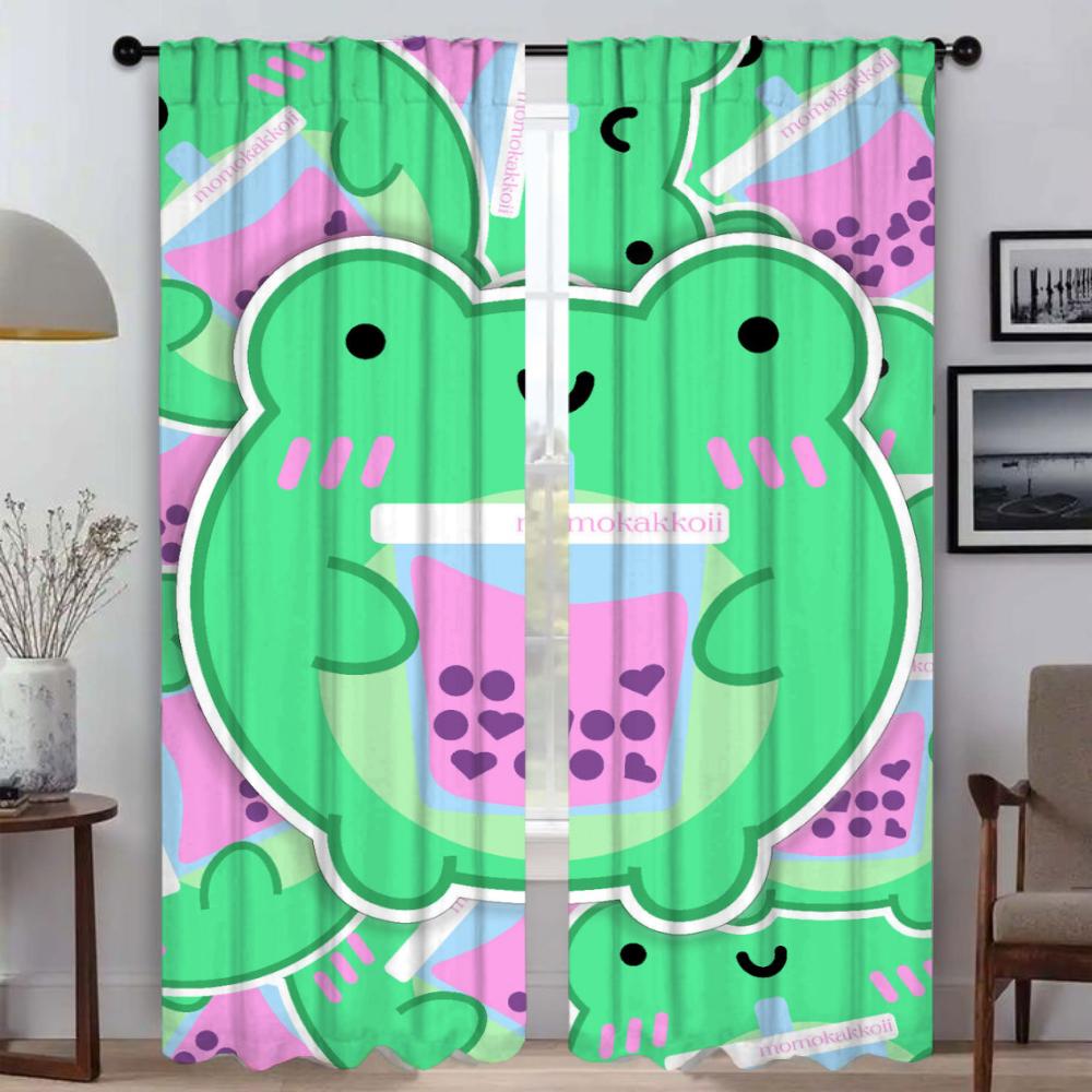 Cute Axolotl Blackout Curtain for Room 2 Panel Kitchen Curtains for Camera Home Interior Curtains Shades Halloween Decoration