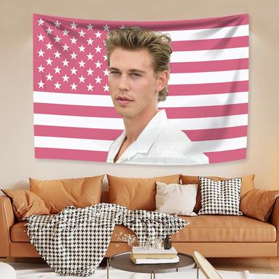 Austin Butlers Rosa Amerikanische Flagge Wandteppich Schauspieler Wohndekor Schlafzimmer Studentenwohnheim Wandbehang Hintergrundtuch Festivalgeschenk
