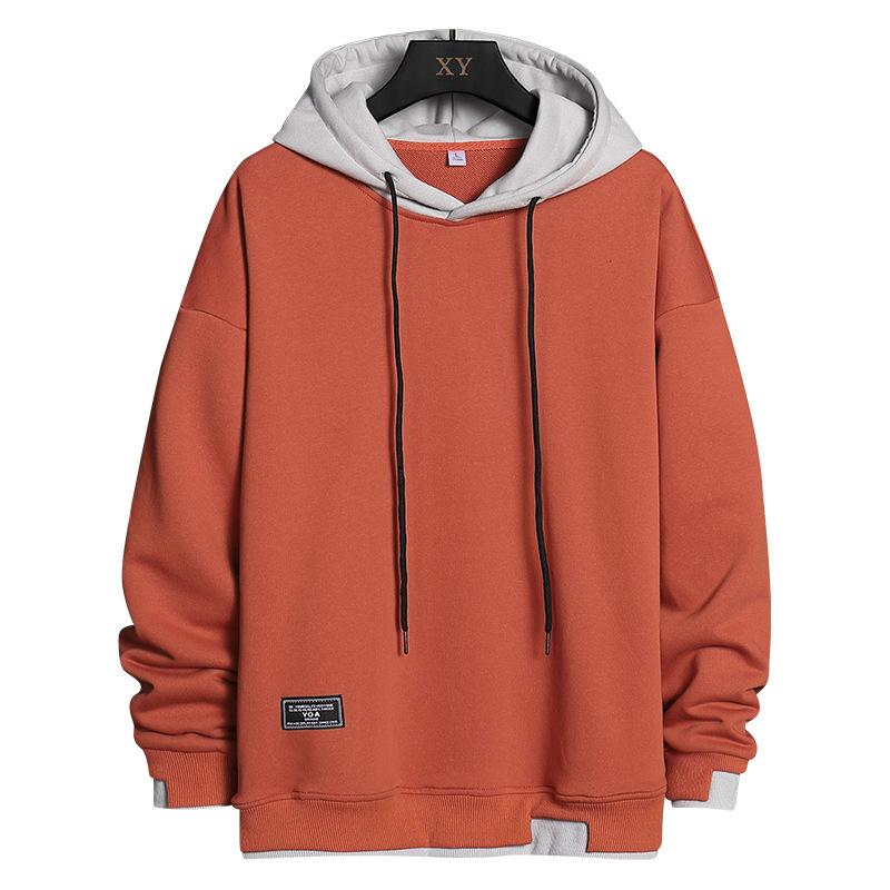 Men S Japanese Style Fake Two Piece Hooded Sweatshirt Loose Fit Casual Top