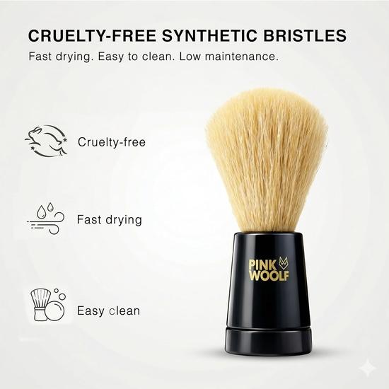 Pink Woolf Boar Shaving Brush for Men | 25mm Knot, BLACK ACRYLIC HANDLE | Creates Thick Lather & Gently Exfoliates for a Smooth Shave | Gift for Men