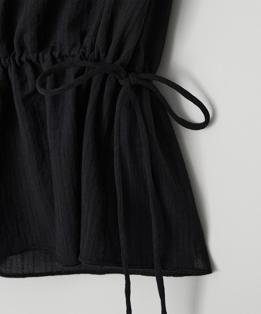 Hauseuobeupondeu Ruffled String Off Shoulder Blouse Black
