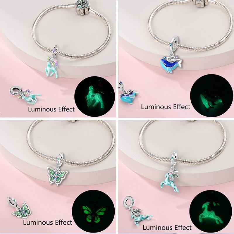 New Copper Charm Bead Charms Fireflies Stars Glowing Luminous Charm Bead Charms for Authentic Pendant Bracelets Do It Yourself Jewellery Gift