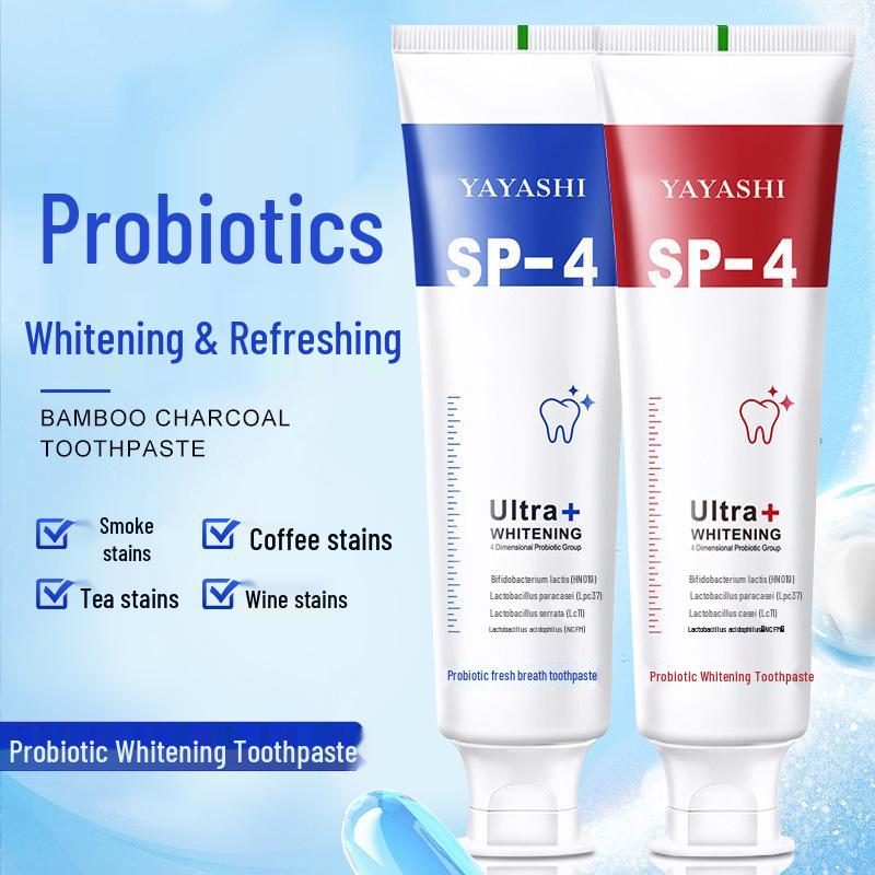 Source Yaya Shi SP-4 Whitening Toothpaste with Probiotics for Fresh Breath and Cleaning.