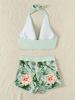 European & American Print Backless Bikini Swimsuit