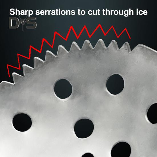 Eisfischschaufel mit rutschfestem, langem Holzgriff, scharfer Sägezahnung, für den Winter, Outdoor-Eisschöpfer, manuelles Schöpfwerkzeug, Angelzubehör