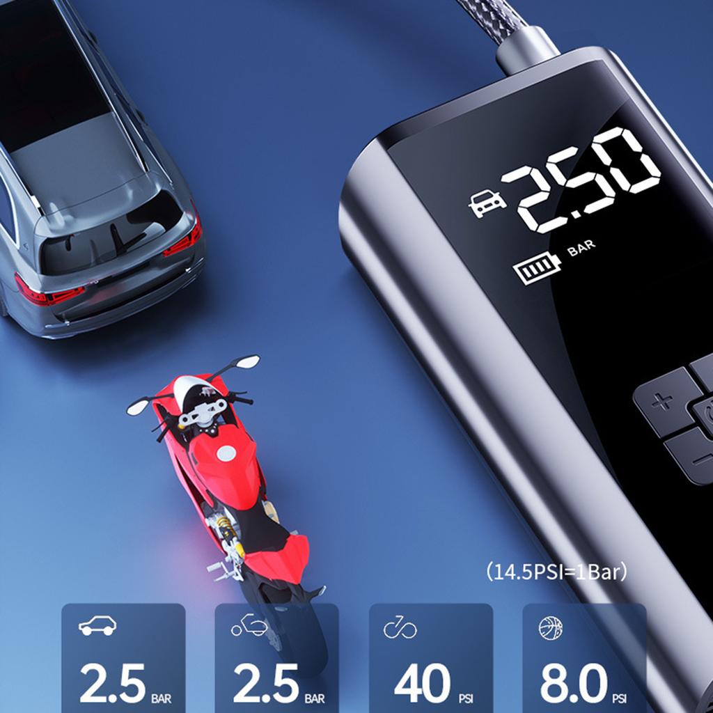 Battery Power Tyre Inflator Air Compressor Handheld Electric Digital Tire Inflator with LED Light Tire Pump