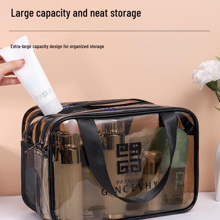 Women's Portable Waterproof Makeup Bag, Large Capacity Travel Toiletry Organizer, Transparent Wet and Dry Separation, Super Hot 2021.