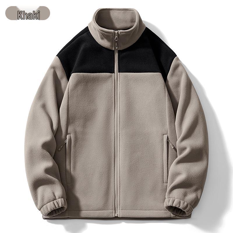 

Унисекс Двусторонняя Флисовая Куртка со Стойкой-Воротником - Осенне-Зимний Уличный Ветрозащитный Кардиган XL (150-165 jin)