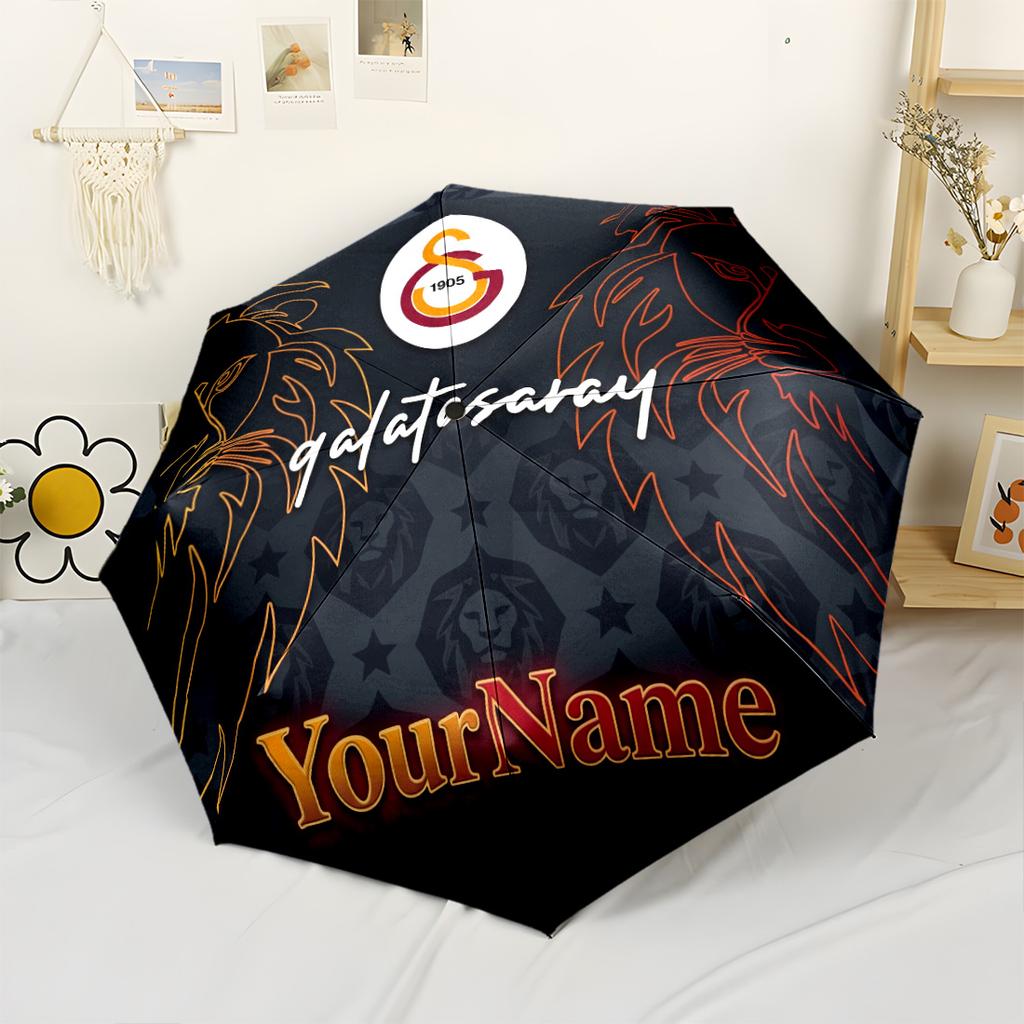 Galatasaray1 Personalized Text Umbrella Automatic Umbrella with 8-Rib Durable Plastic Iron Perfect for Outdoor Adventures Elegant
