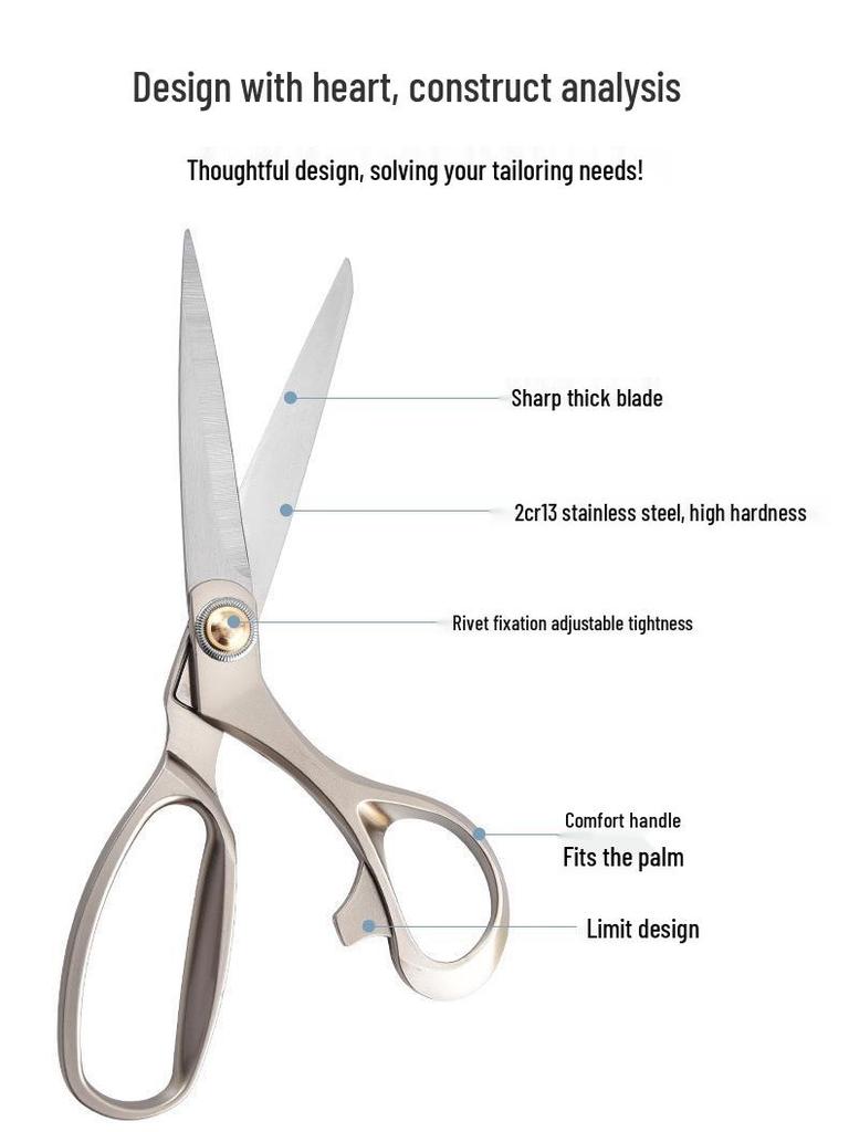 Japanese Retro Tailor Scissors: Stainless Steel, Large, Labor-Saving, Handmade Fabric Cutting Scissors