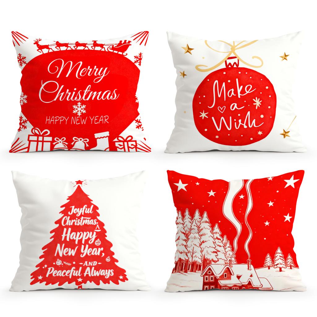 Merry Christmas Cushion Pillowcase Printed Polyester 40/45/50cm Throw Pillowcover Decorative Sofa Cushion Pillowslip Home Decor