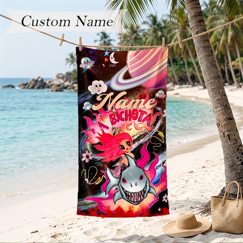 Karol G Custom Name Printed Beach Towel Personalized Soft Towel For Swimming Beach Travel