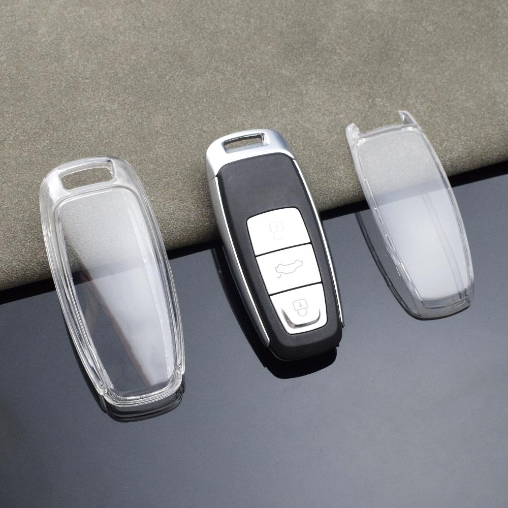 For A6 A7 A8 E-tron Q5 Q7 Q8 C8 D5 Transparent TPU Car Remote Key Case Cover Shell Keyless Holder Fob Accessories